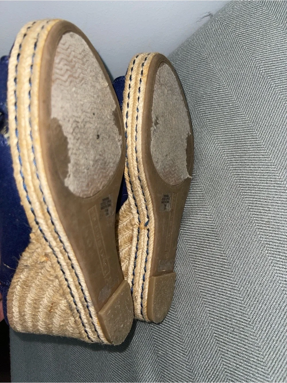 Tommy Hilfiger Navy Crisscross Slingback Wedge Sandals. //cod #C3